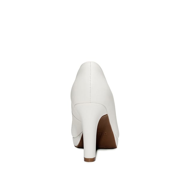 Platform Comfortable Mid Heel Pumps - WHITE-PU - 4