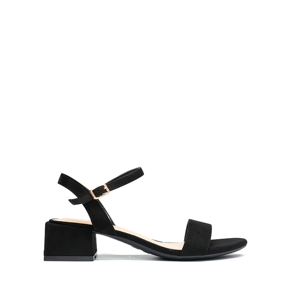 Open Toe Ankle Strap Low Heel Sandals - BLACK-SUEDE - 3
