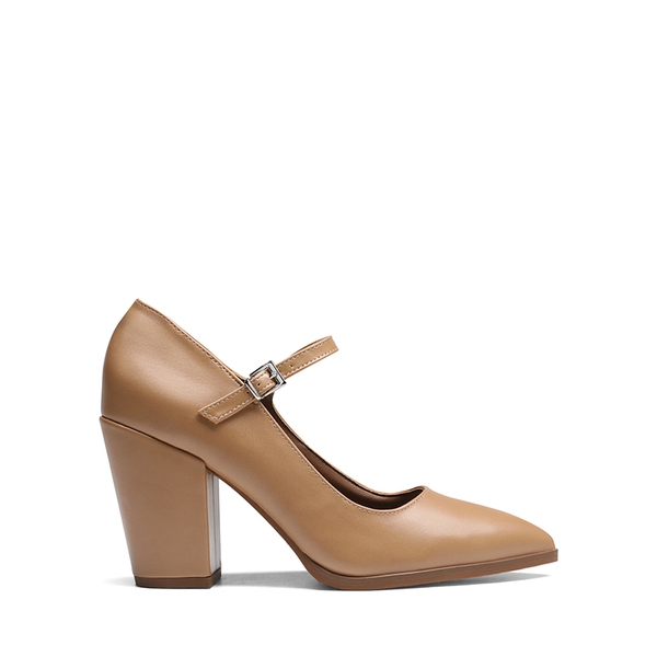 Mary Jane High Chunky Pumps - NUDE - 3