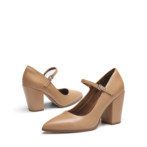 Mary Jane High Chunky Pumps - NUDE - 5