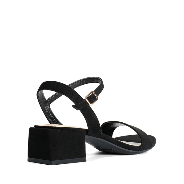 Open Toe Ankle Strap Low Heel Sandals - BLACK-SUEDE - 4