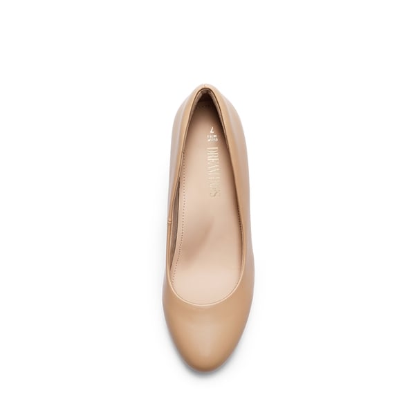Platform Comfortable Mid Heel Pumps - NUDE-PU - 5