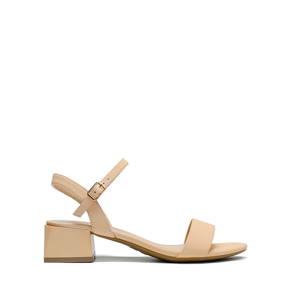 Open Toe Ankle Strap Low Heel Sandals - NUDE-NUBUCK - 3
