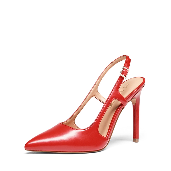 High Stiletto Pointed Toe Slingback Pumps - RED-PU -  0