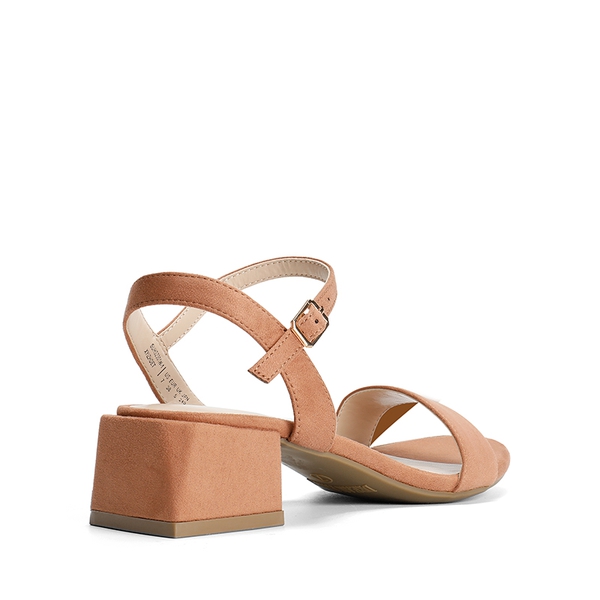 Open Toe Ankle Strap Low Heel Sandals - TAUPE-SUEDE - 4