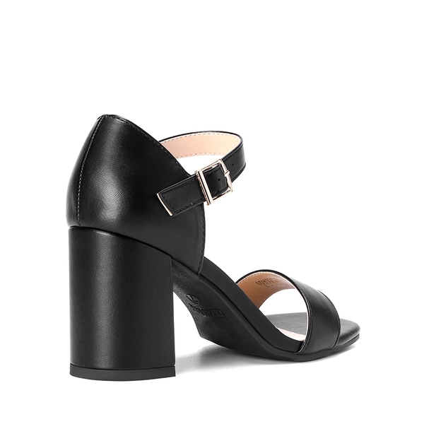 Non-Slip Ankle Strap Block Heel Sandals - BLACK - 5