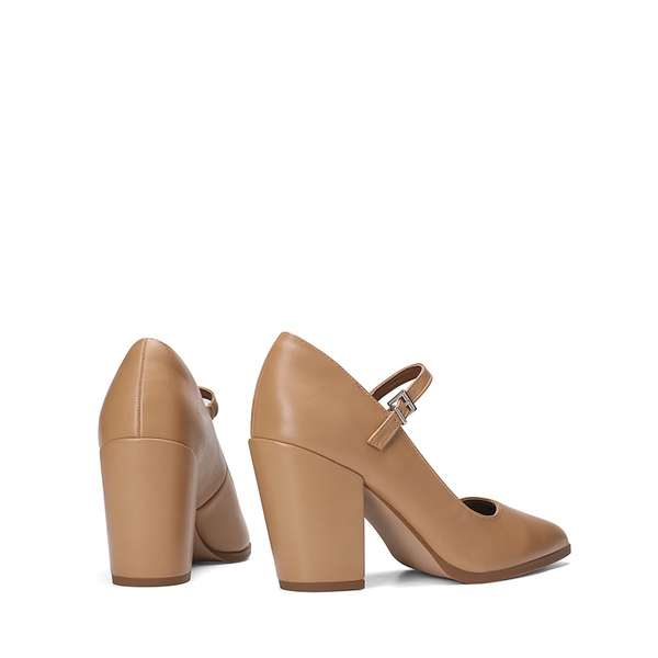Mary Jane High Chunky Pumps - NUDE - 6