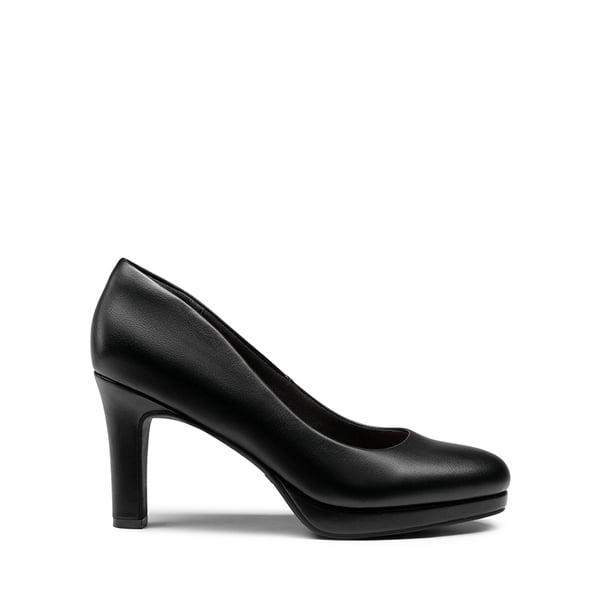 Platform Comfortable Mid Heel Pumps - BLACK-PU - 4