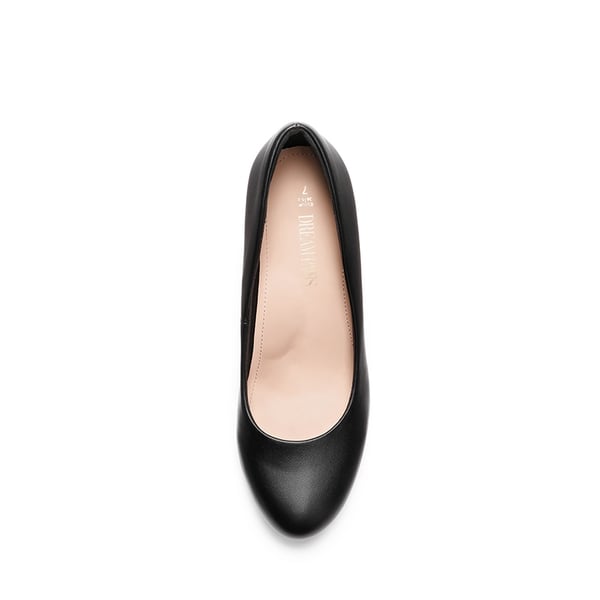 Platform Comfortable Mid Heel Pumps - BLACK-PU - 6