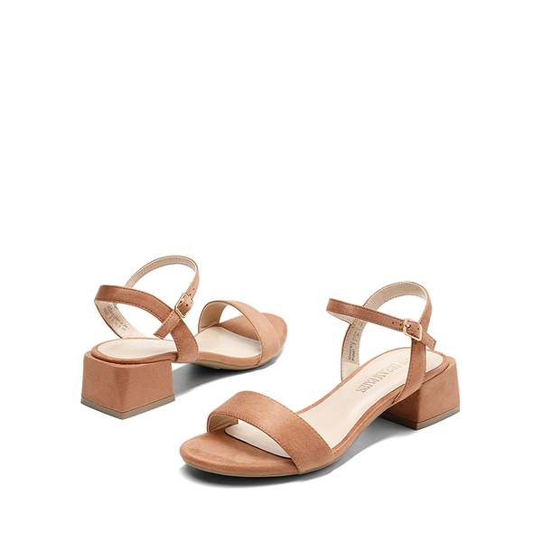 Open Toe Ankle Strap Low Heel Sandals - TAUPE-SUEDE - 6