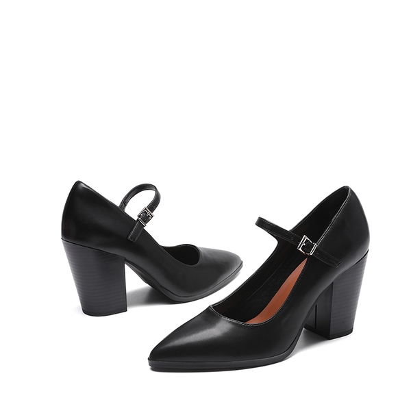 Mary Jane High Chunky Pumps - BLACK - 5