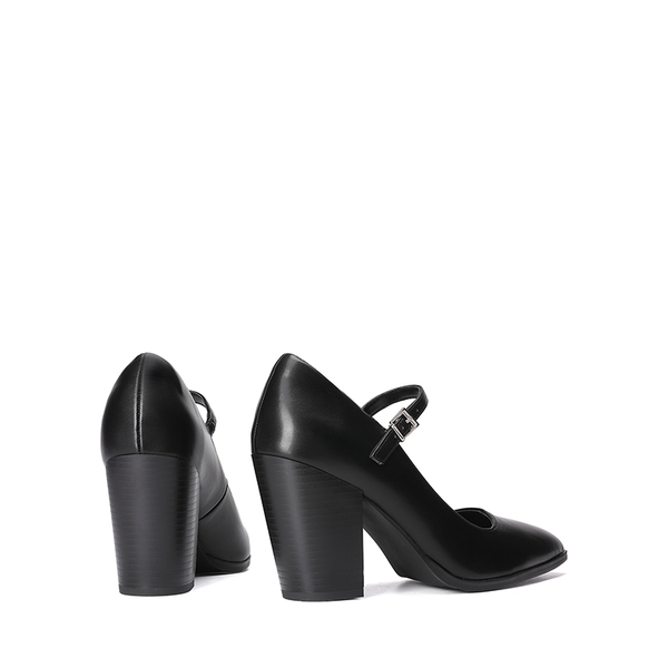 Mary Jane High Chunky Pumps - BLACK - 6