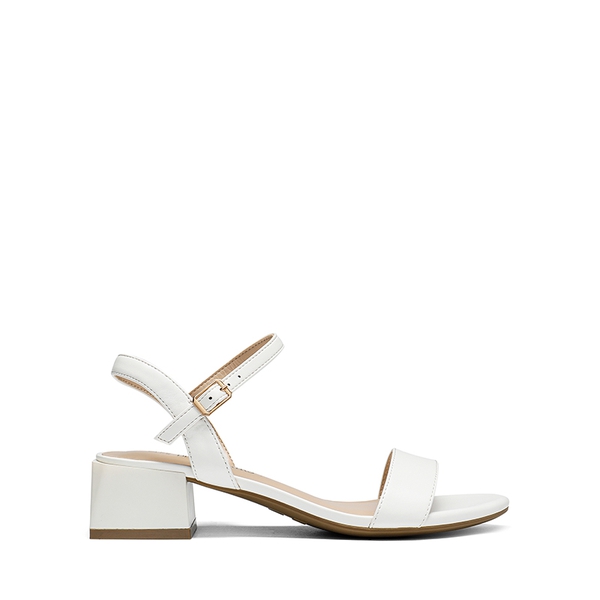 Open Toe Ankle Strap Low Heel Sandals - WHITE-PU - 3