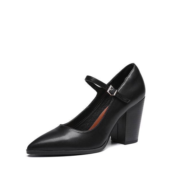 Mary Jane High Chunky Pumps - BLACK -  0