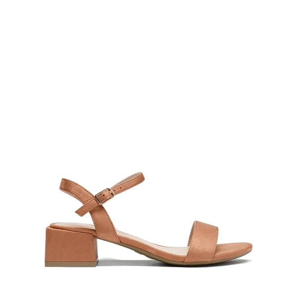 Open Toe Ankle Strap Low Heel Sandals - TAUPE-SUEDE - 3
