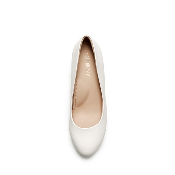Platform Comfortable Mid Heel Pumps - WHITE-PU - 5