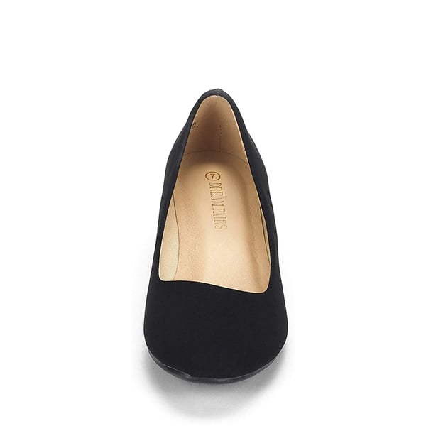 Mid Wedge Heel Pump Shoes - BLACK SUEDE - 2