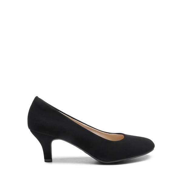 Comfy Round Toe Low Heel Pumps - BLACK NUBUCK - 2