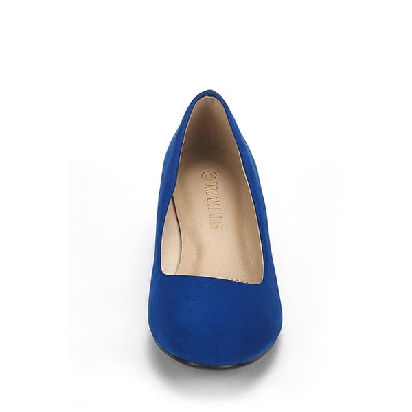 Mid Wedge Heel Pump Shoes - ROYAL BLUE - 2