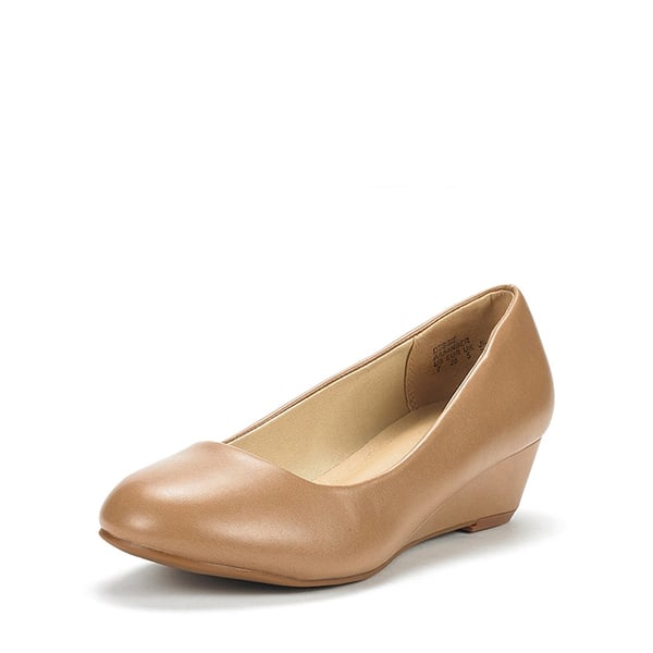 Mid Wedge Heel Pump Shoes - NUDE PU -  0