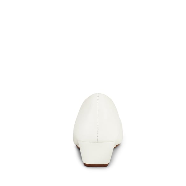 Mid Wedge Heel Pump Shoes - WHITE PU - 3