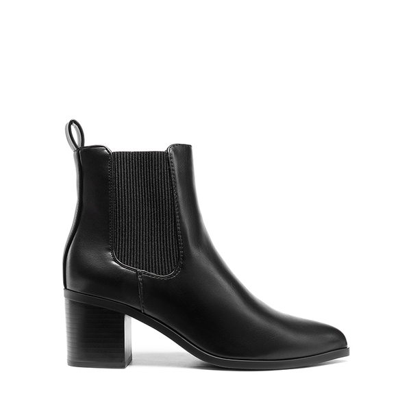 Pointed Toe Chelsea Ankle Boots - BLACK-PU - 3
