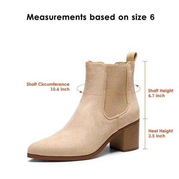 Pointed Toe Chelsea Ankle Boots - NUDE-SUEDE - 7