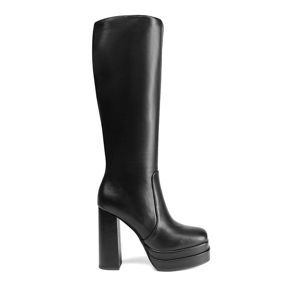 Platform Chunky Knee High Boots - BLACK - 2