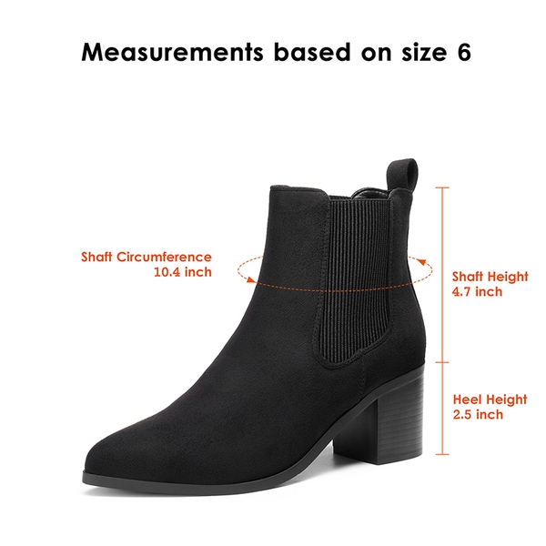 Pointed Toe Chelsea Ankle Boots - BLACK-SUEDE - 6