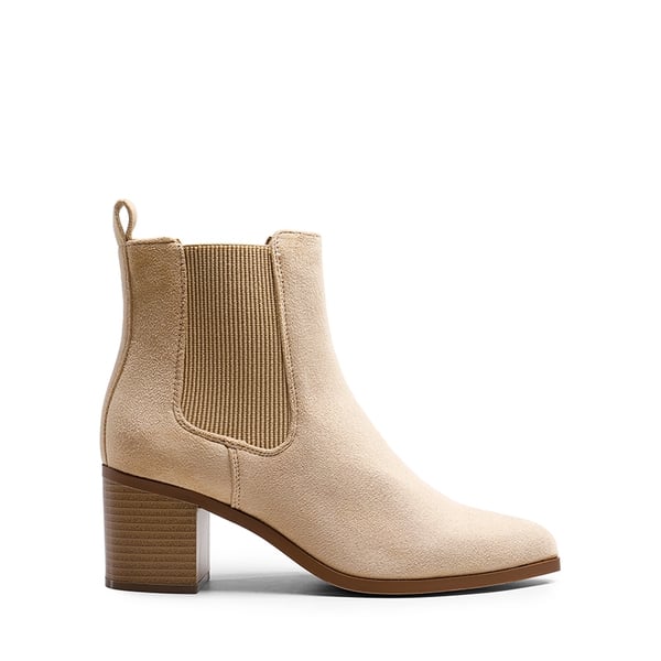Pointed Toe Chelsea Ankle Boots - NUDE-SUEDE - 4