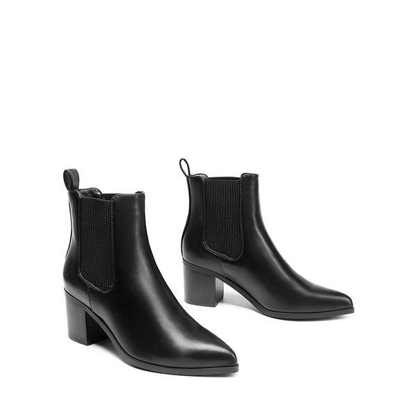 Pointed Toe Chelsea Ankle Boots - BLACK-PU - 4