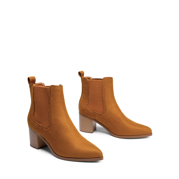 Pointed Toe Chelsea Ankle Boots - TAN-SUEDE - 4