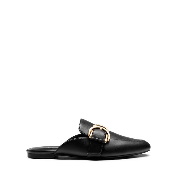 Casual Metal Buckle Mules - BLACK-PU - 3