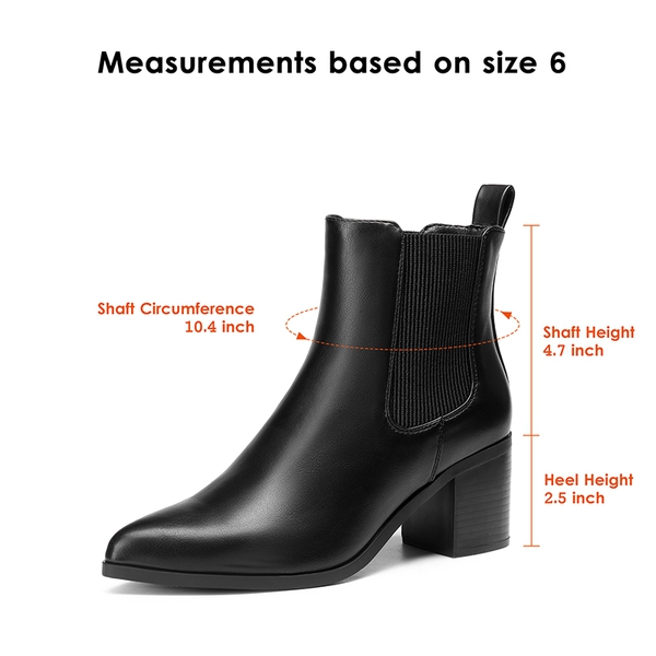Pointed Toe Chelsea Ankle Boots - BLACK-PU - 6