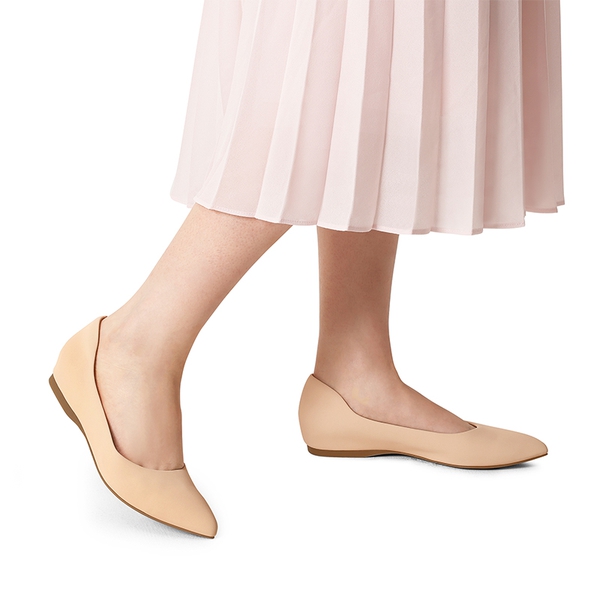 Pointed Toe Arch Support Flats - NUDE-NUBUCK - 1