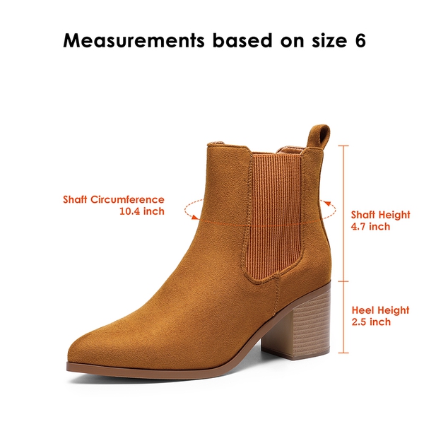 Pointed Toe Chelsea Ankle Boots - TAN-SUEDE - 6