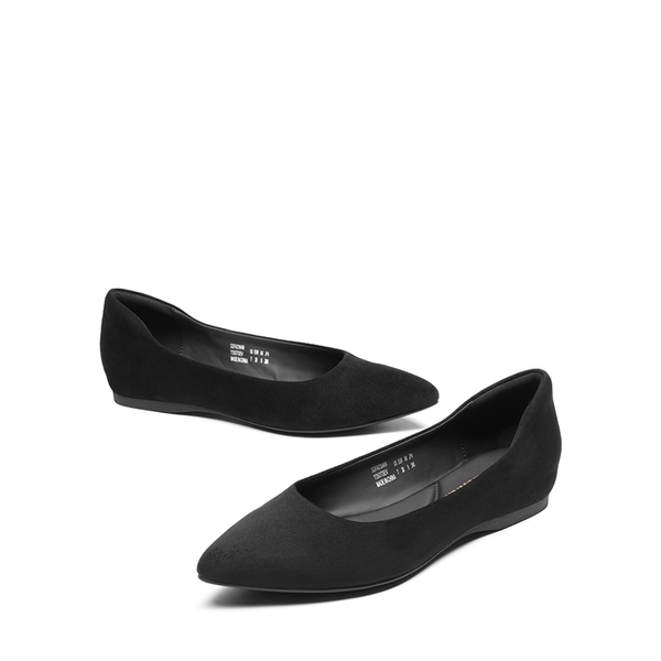Pointed Toe Arch Support Flats - BLACK-SUEDE - 5