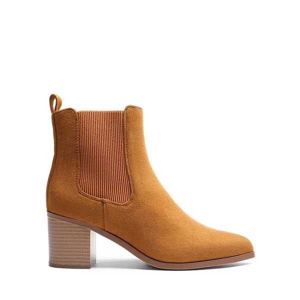Pointed Toe Chelsea Ankle Boots - TAN-SUEDE - 3