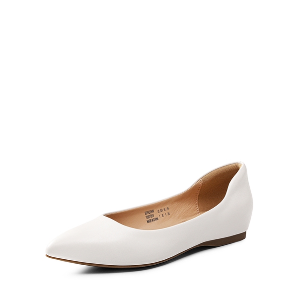 WHITE PU Flats With Arch Support Pointed Toe Flats Dream Pairs