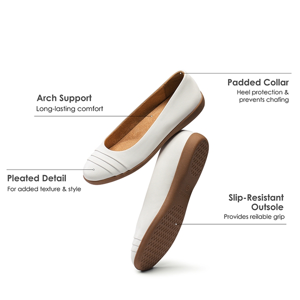Slip On Arch Support Flats - WHITE - 6