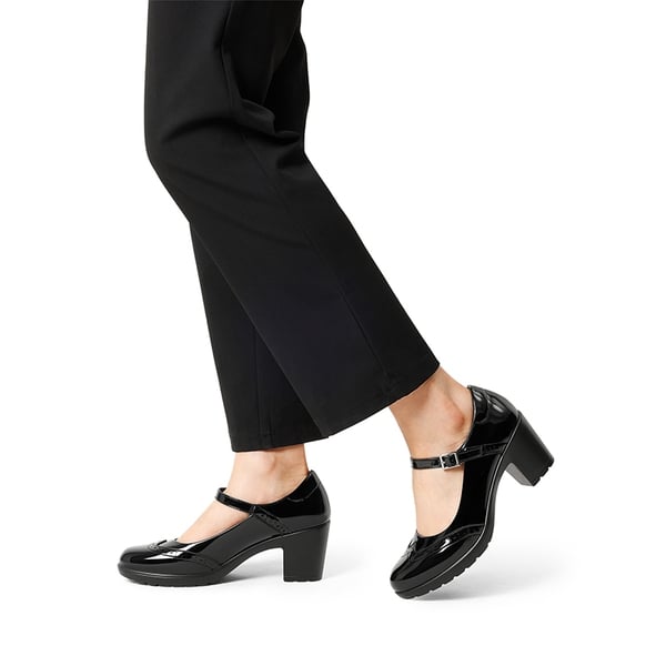  Mary Jane Chunky Heel Pumps - BLACK-PAT - 1