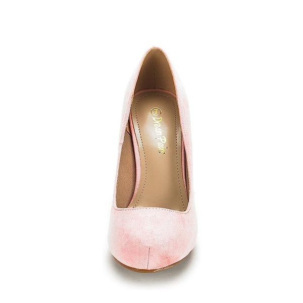 Classic Closed Toe 3 Inch Heels Pumps - PINK SUEDE - 2