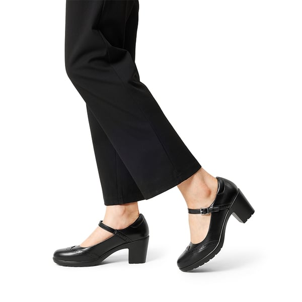  Mary Jane Chunky Heel Pumps - BLACK-PU - 1