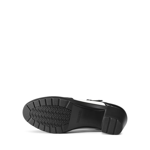  Mary Jane Chunky Heel Pumps - BLACK-WHITE-PU - 3
