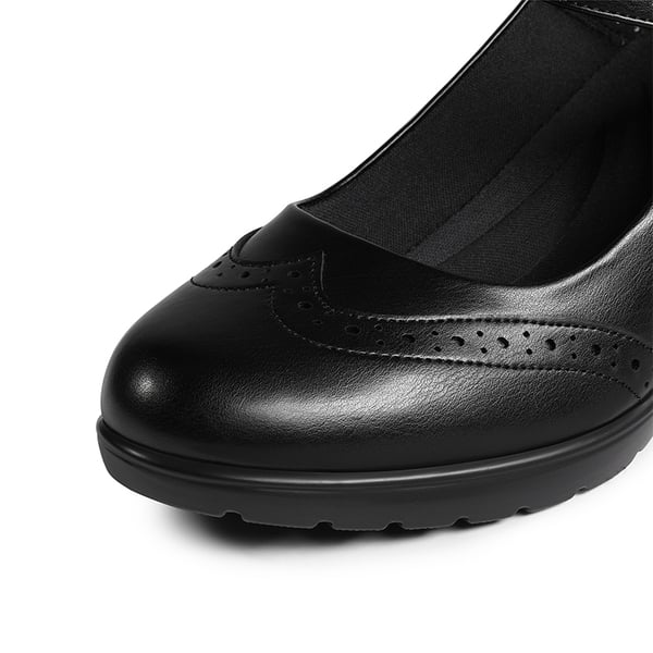  Mary Jane Chunky Heel Pumps - BLACK-PU - 4