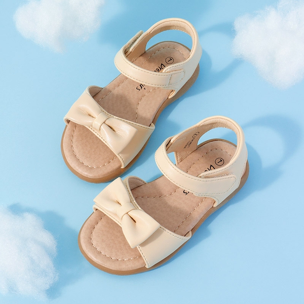Toddler Girls' Summer Bow Sandals - KHAKI - 4