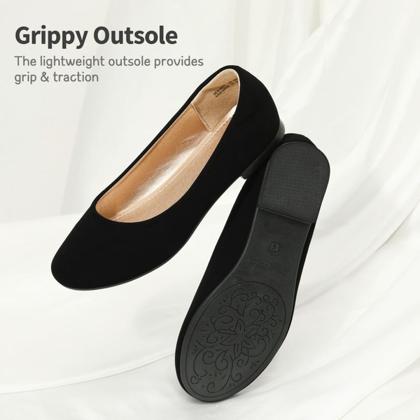Girl's Slip on Ballerina Flats - BLACK NUBUCK - 2