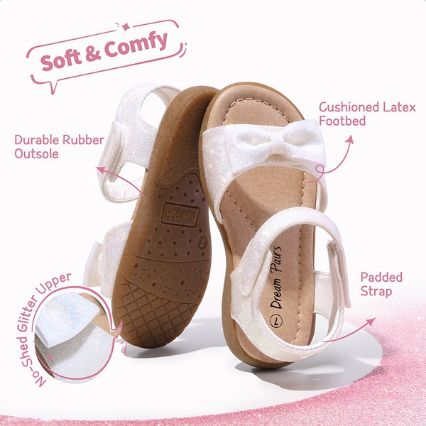 Toddler Girls' Summer Bow Sandals - WHITE - 2
