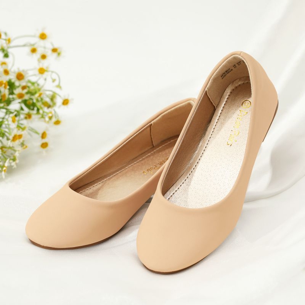 Girl's Slip on Ballerina Flats - NUDE NUBUCK - 3