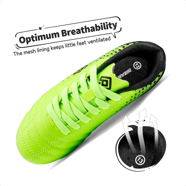 Boys & Girls Outdoor Football Soccer Cleats - NEON GREEN BLACK - 2